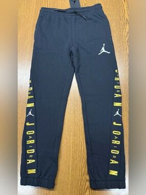 Jordan Girls' Black Logo Sweats with Yellow Side Script